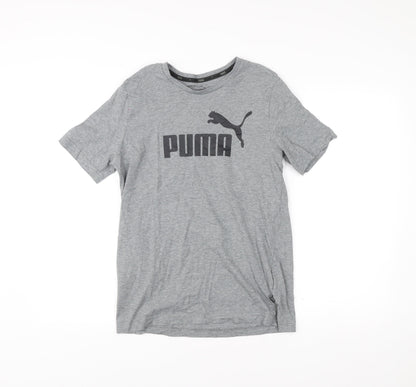 Puma Men's Grey Small Crew Neck Short Sleeve Sports Logo T-Shirt