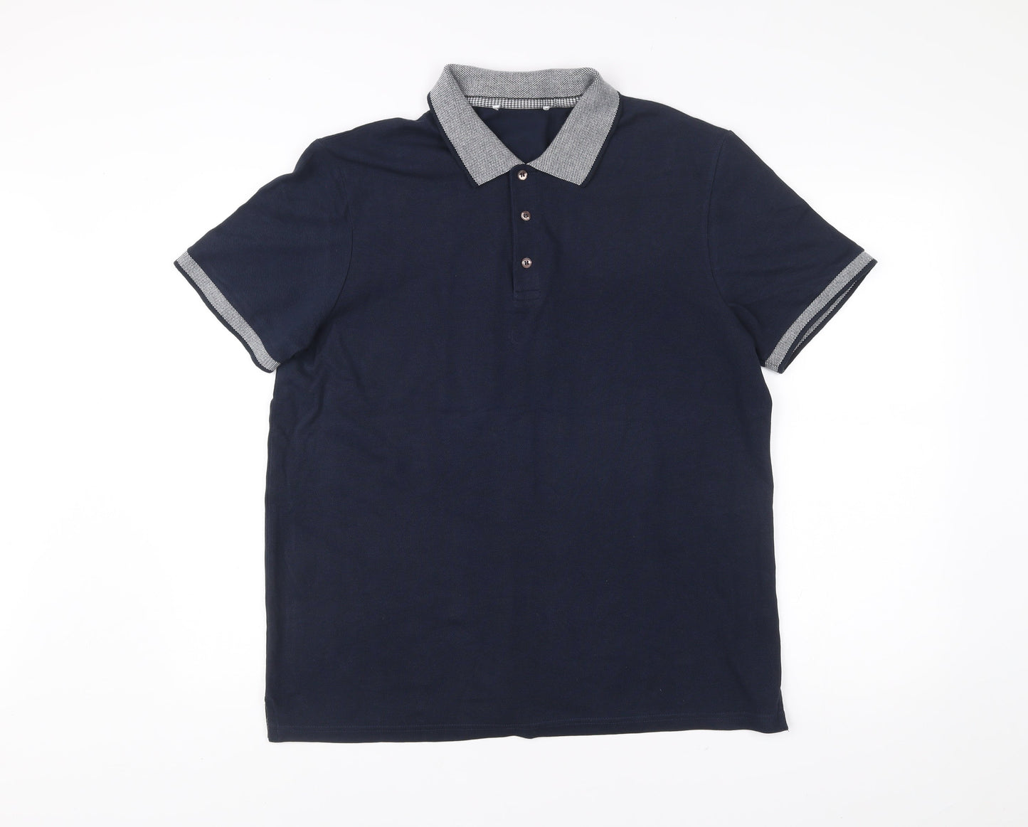 Austin Reed Men's Blue Cotton Polo Shirt L Short Sleeve