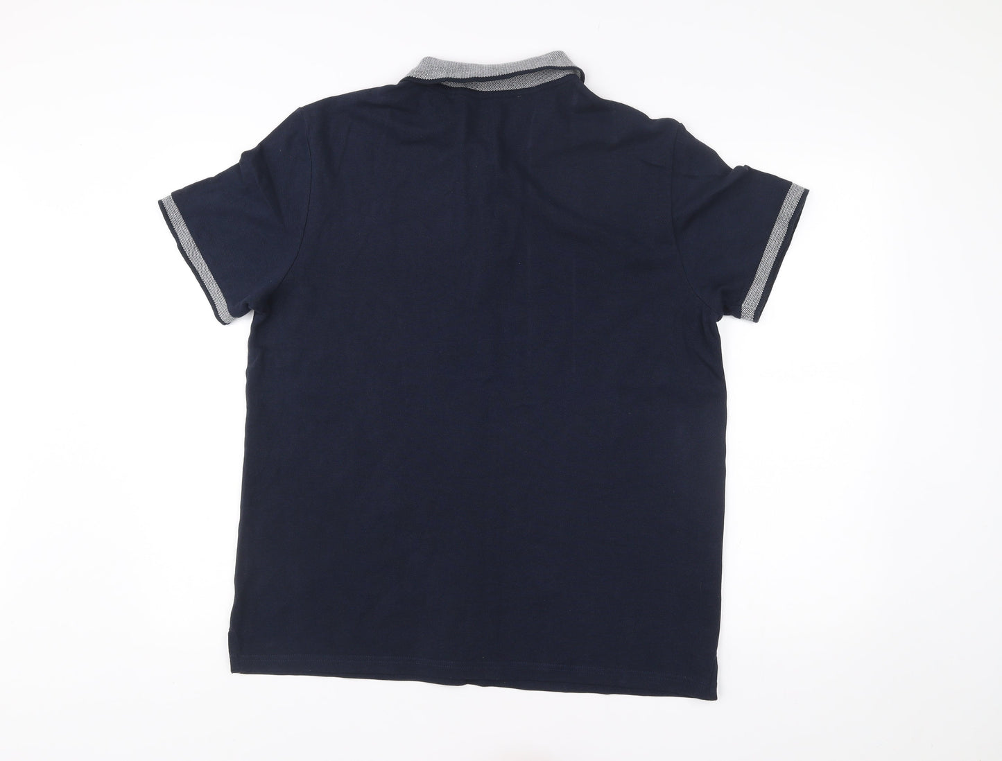 Austin Reed Men's Blue Cotton Polo Shirt L Short Sleeve