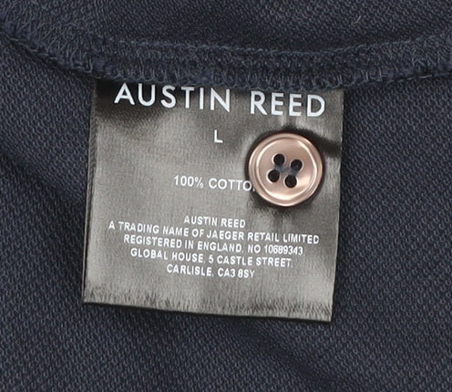Austin Reed Men's Blue Cotton Polo Shirt L Short Sleeve