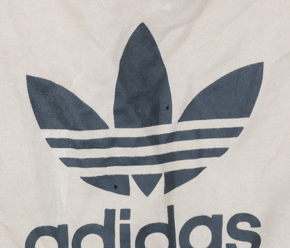 Adidas Womens Beige Sweatshirt Size 10 Crew Neck Pullover Logo Print