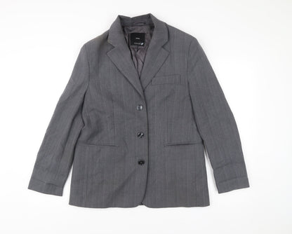 MNG Men’s Grey Striped Blazer Jacket Size S Regular Fit Smart
