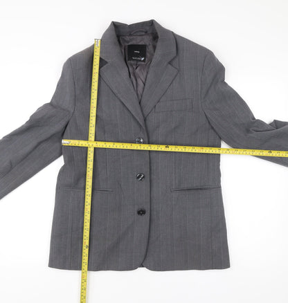 MNG Men’s Grey Striped Blazer Jacket Size S Regular Fit Smart
