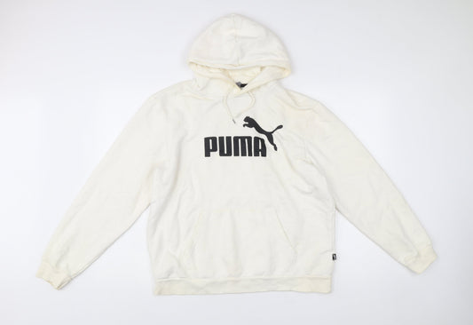 Mens UK Size L PUMA White Pullover Hoodie
