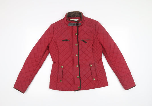 Boden Womens Red Quilted Mid-Length Jacket Size 8 Polyester Casual