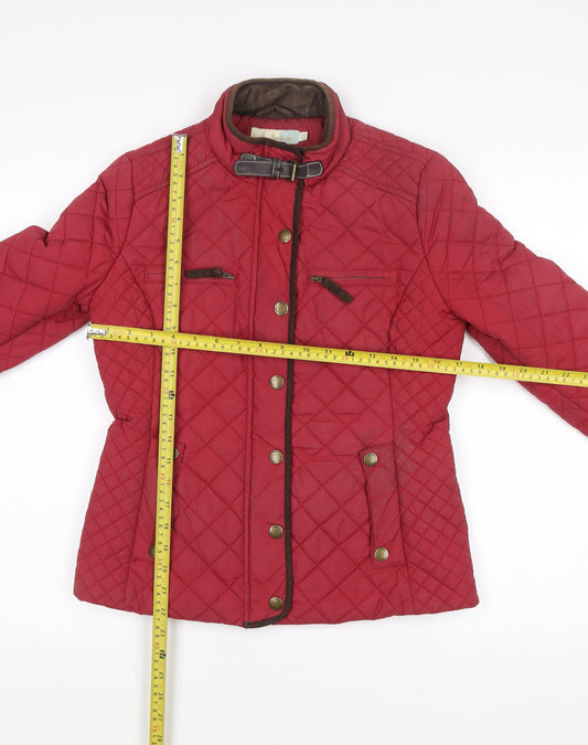 Boden Womens Red Quilted Mid-Length Jacket Size 8 Polyester Casual