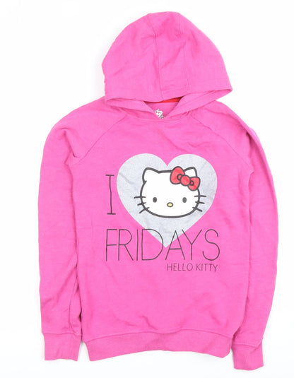 Marks and Spencer Girls Pink Hello Kitty Pullover Hoodie 10-11 Years