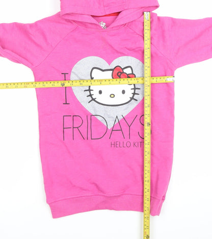 Marks and Spencer Girls Pink Hello Kitty Pullover Hoodie 10-11 Years