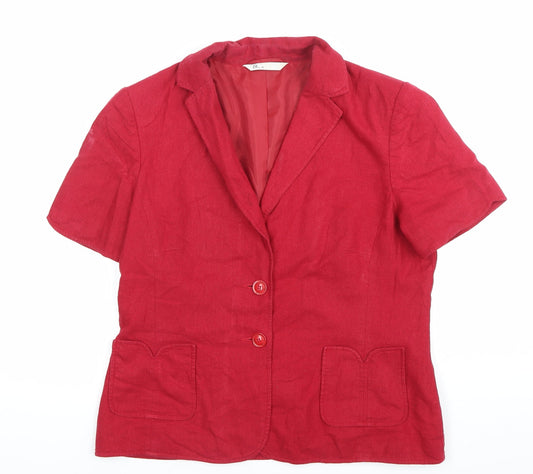 BHS Women’s Red Linen Blend Short Sleeve Suit Jacket Size 14