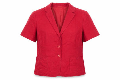 BHS Women’s Red Linen Blend Short Sleeve Suit Jacket Size 14