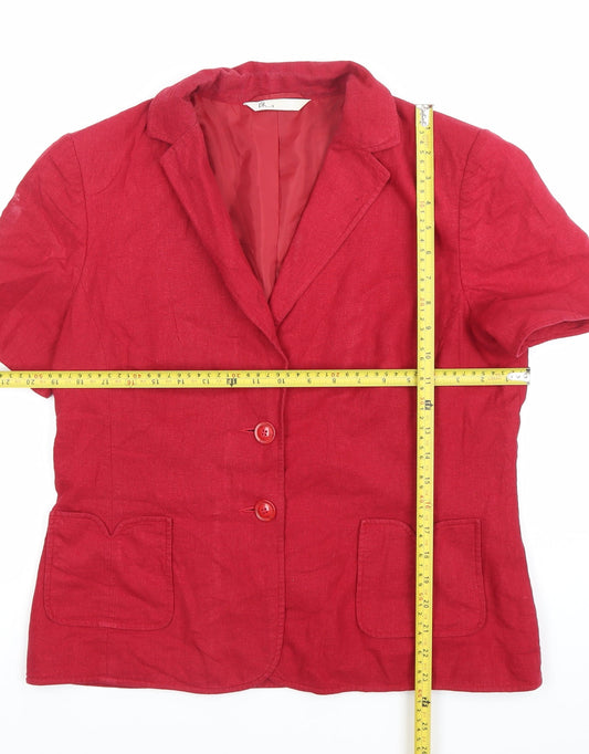 BHS Women’s Red Linen Blend Short Sleeve Suit Jacket Size 14