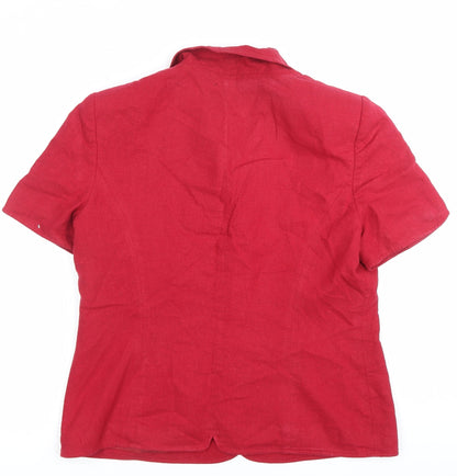 BHS Women’s Red Linen Blend Short Sleeve Suit Jacket Size 14