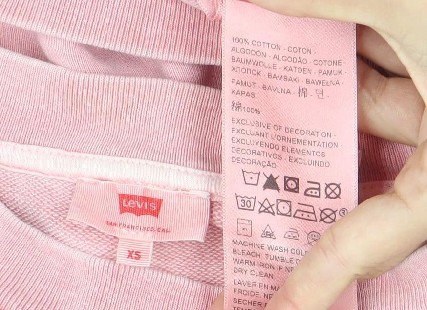 Levi's Womens Pink Embroidered Logo Pullover Sweatshirt XS