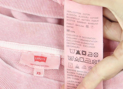 Levi's Womens Pink Embroidered Logo Pullover Sweatshirt XS