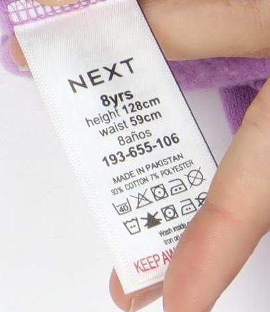 Next Girls Purple Full Zip Hoodie 8 Years Cotton Blend Casual