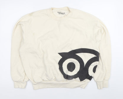 EVERYBODY.WORLD Women Ivory Cotton Logo Sweatshirt Size S