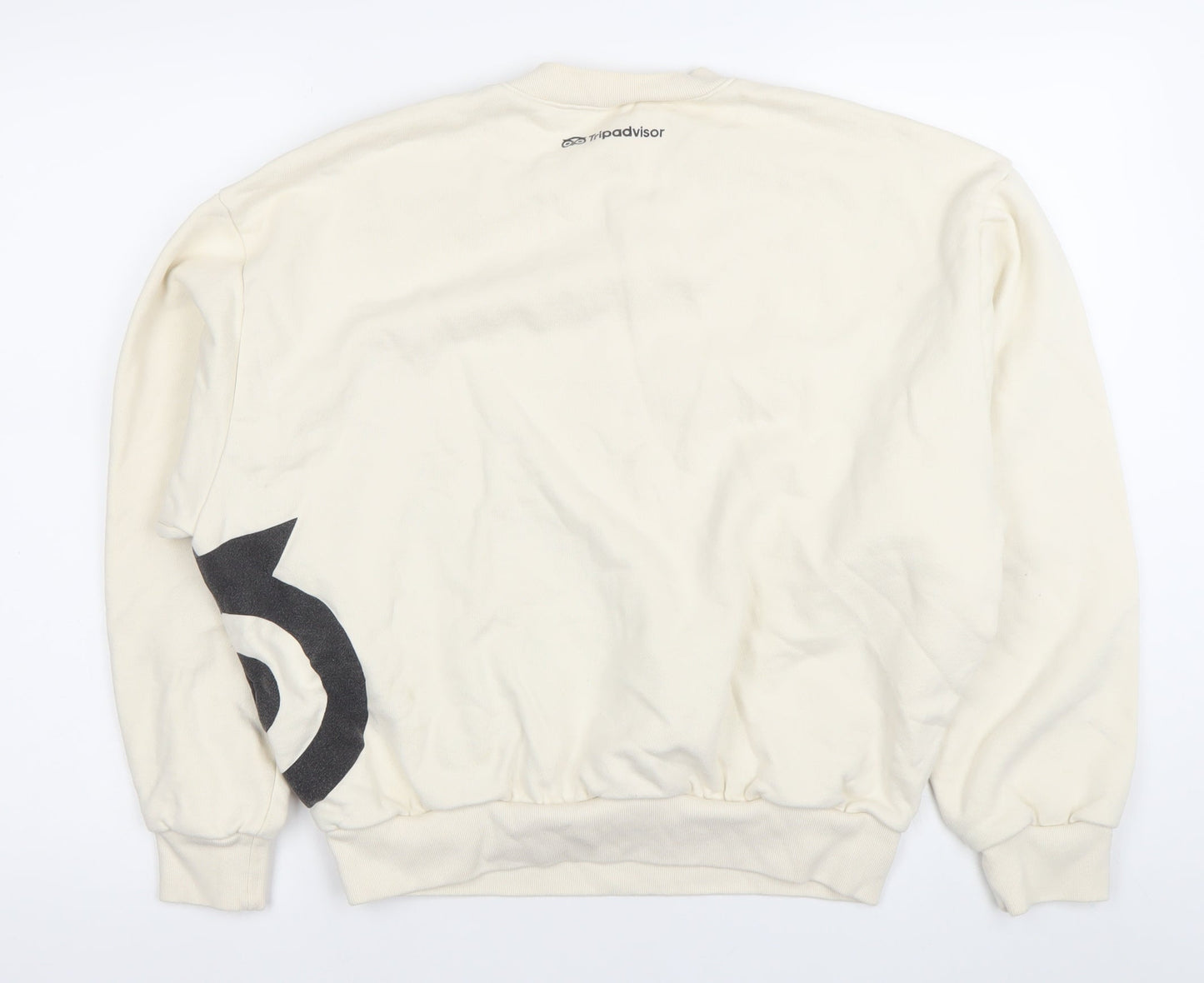 EVERYBODY.WORLD Women Ivory Cotton Logo Sweatshirt Size S