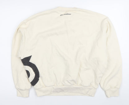 EVERYBODY.WORLD Women Ivory Cotton Logo Sweatshirt Size S