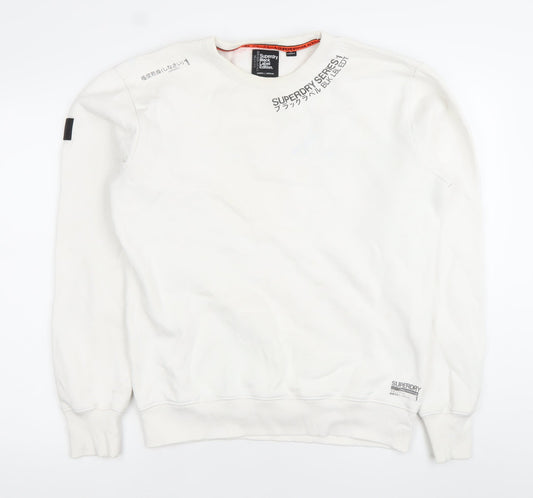 Superdry Men’s White Medium Pullover Crew Neck Sweatshirt