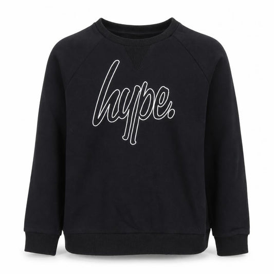 Hype Boys Black Sweatshirt 13 Years Crew Neck Pullover Logo Jumper