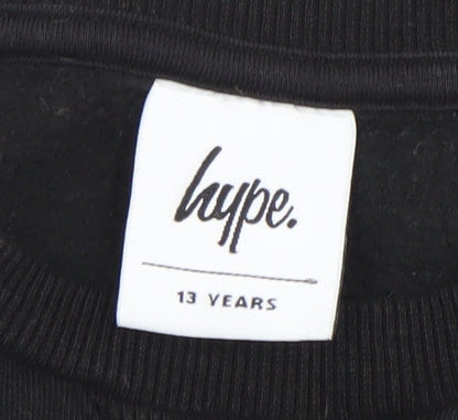 Hype Boys Black Sweatshirt 13 Years Crew Neck Pullover Logo Jumper