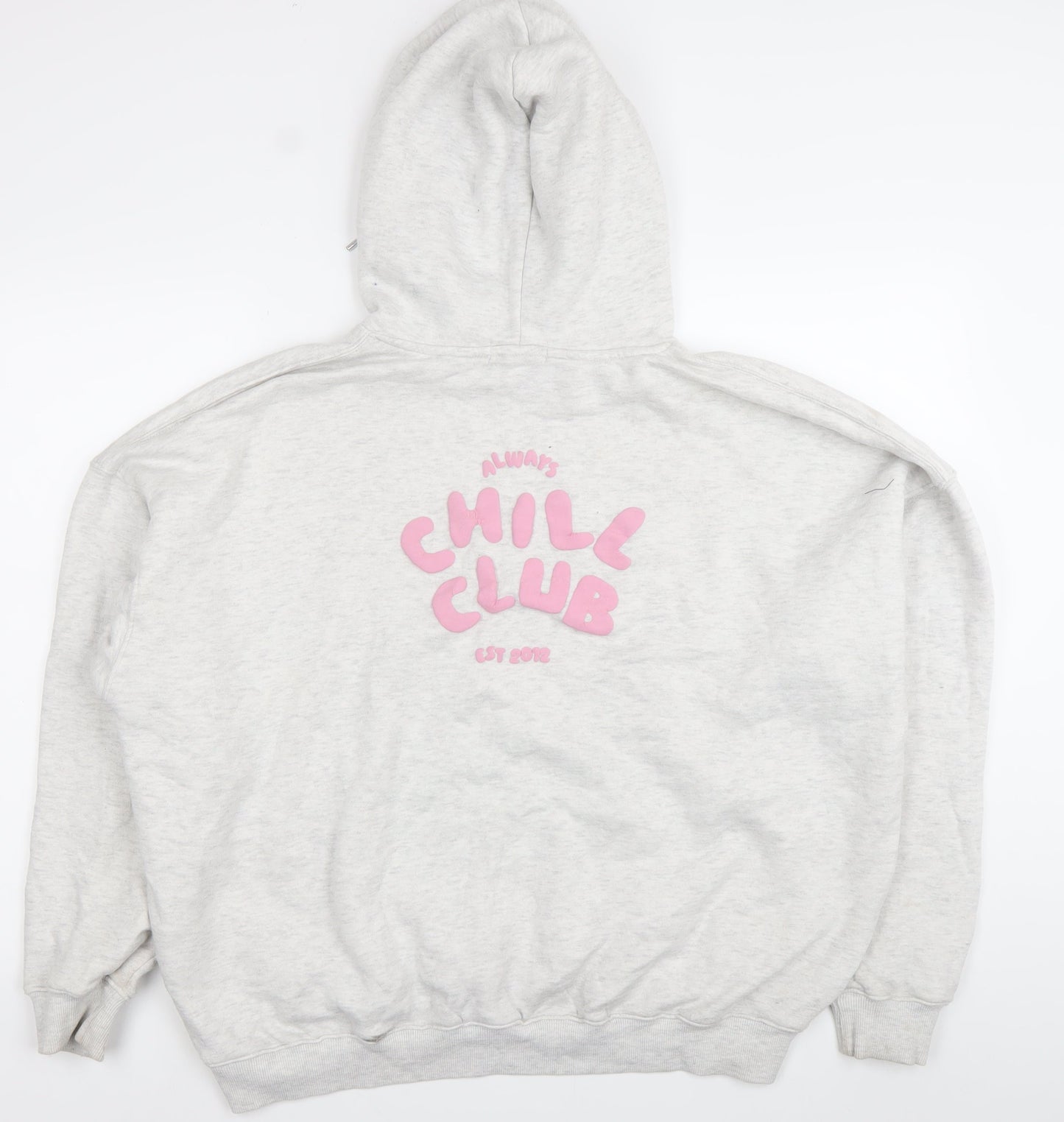 PrettyLittleThing Women’s Grey Hoodie Size L Chill Club Pullover