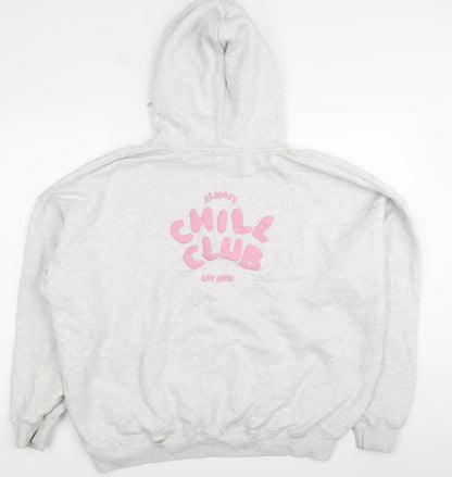 PrettyLittleThing Women’s Grey Hoodie Size L Chill Club Pullover