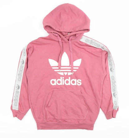 Adidas Womens Pink Pullover Hoodie Size 12 Logo Sportswear