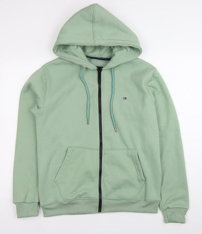 Tommy Hilfiger Men’s Green Full Zip Hoodie Sweatshirt S Regular Fit