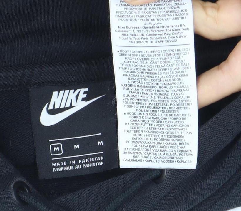 Mens UK Size M Nike Black Pullover Hoodie