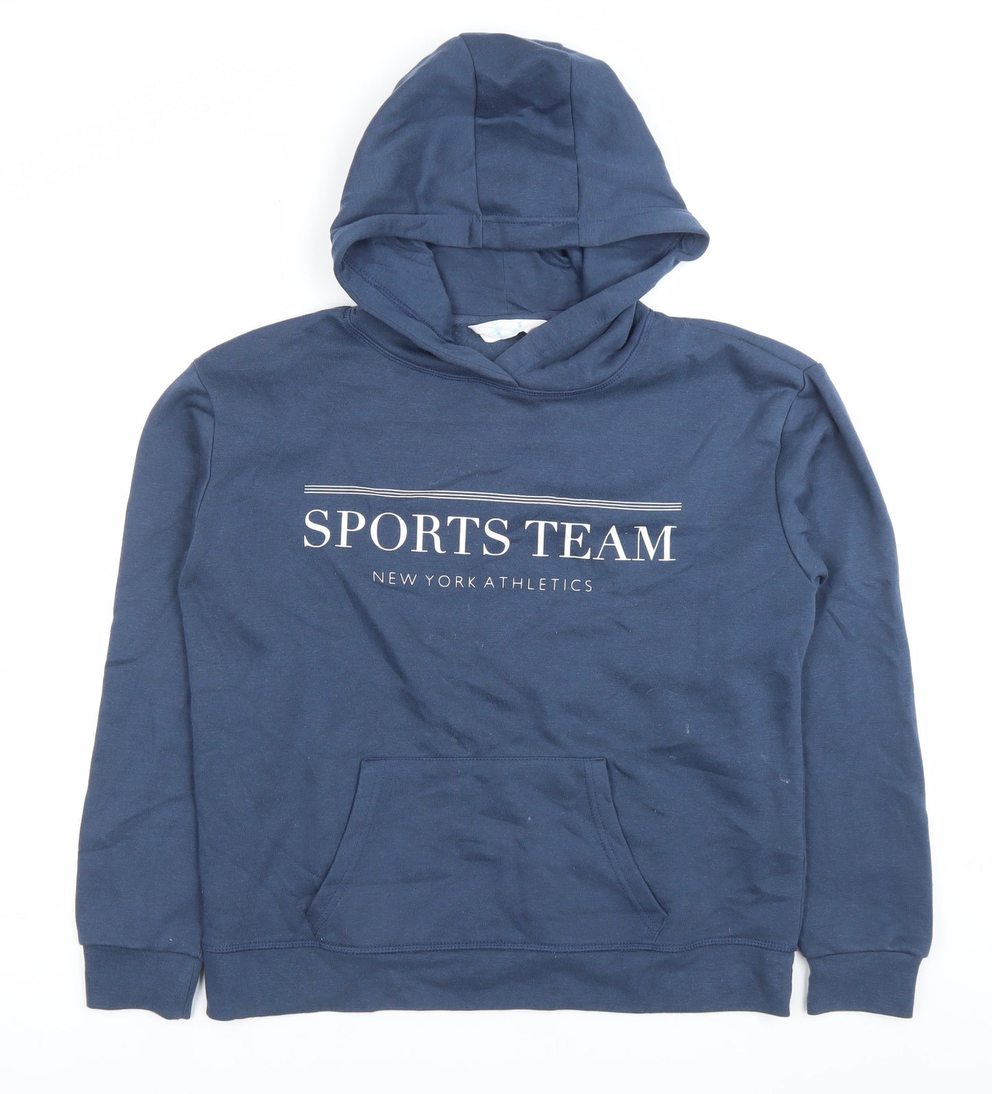 Primark Unisex Blue Pullover Hoodie S Sports Team Logo Casual