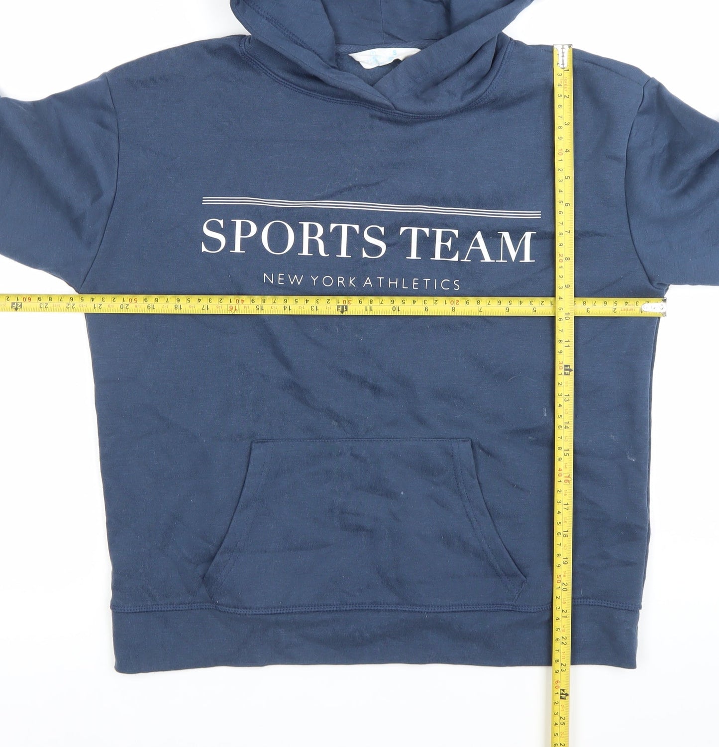 Primark Unisex Blue Pullover Hoodie S Sports Team Logo Casual