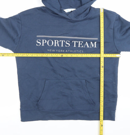 Primark Unisex Blue Pullover Hoodie S Sports Team Logo Casual