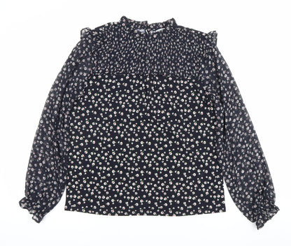 Womens UK Size S Oasis Black Tunic Blouse