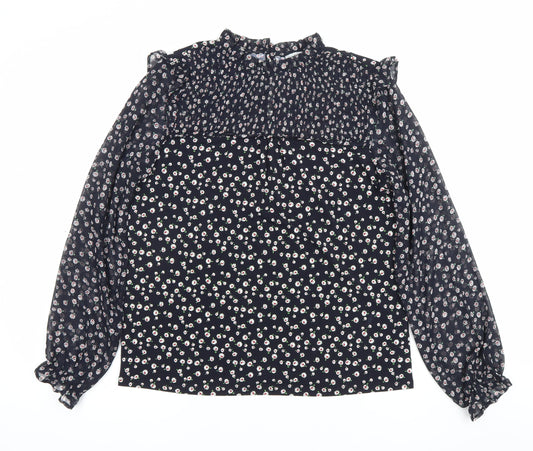 Womens UK Size S Oasis Black Tunic Blouse