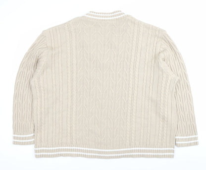 ASOS Men’s Beige XL V-Neck Cable-Knit Pullover Jumper
