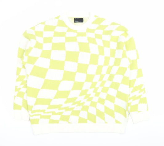 ASOS DESIGN Men’s Multicoloured Check Jumper Size S Crew Neck Knit