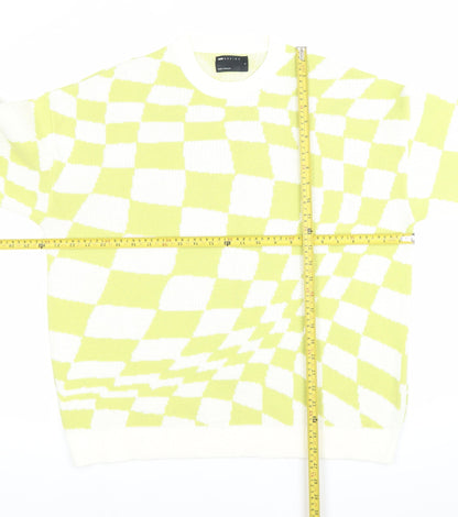 ASOS DESIGN Men’s Multicoloured Check Jumper Size S Crew Neck Knit