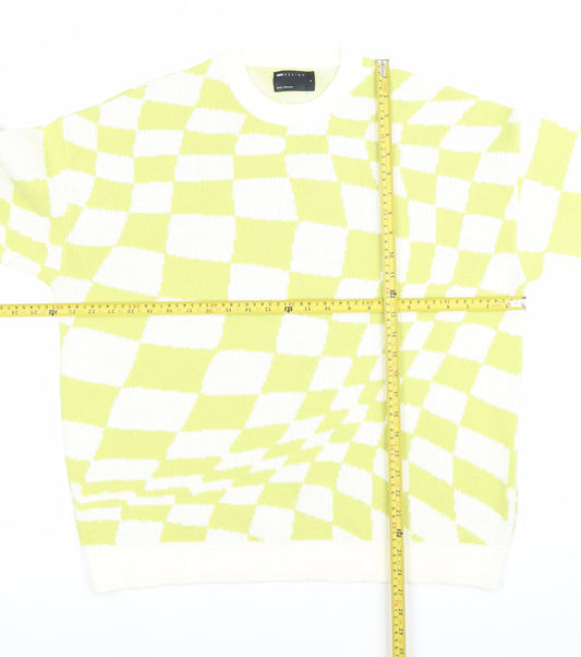 ASOS DESIGN Men’s Multicoloured Check Jumper Size S Crew Neck Knit