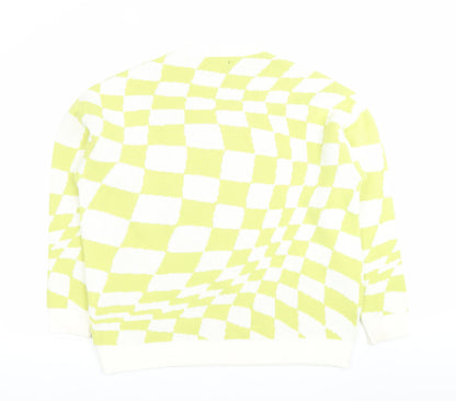 ASOS DESIGN Men’s Multicoloured Check Jumper Size S Crew Neck Knit