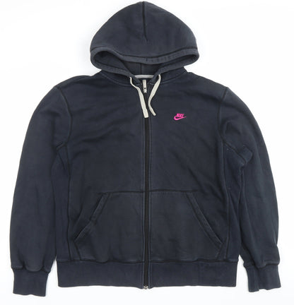 Nike Womens Black Full Zip Hoodie Sweatshirt XL Cotton Blend