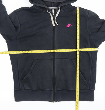 Nike Womens Black Full Zip Hoodie Sweatshirt XL Cotton Blend