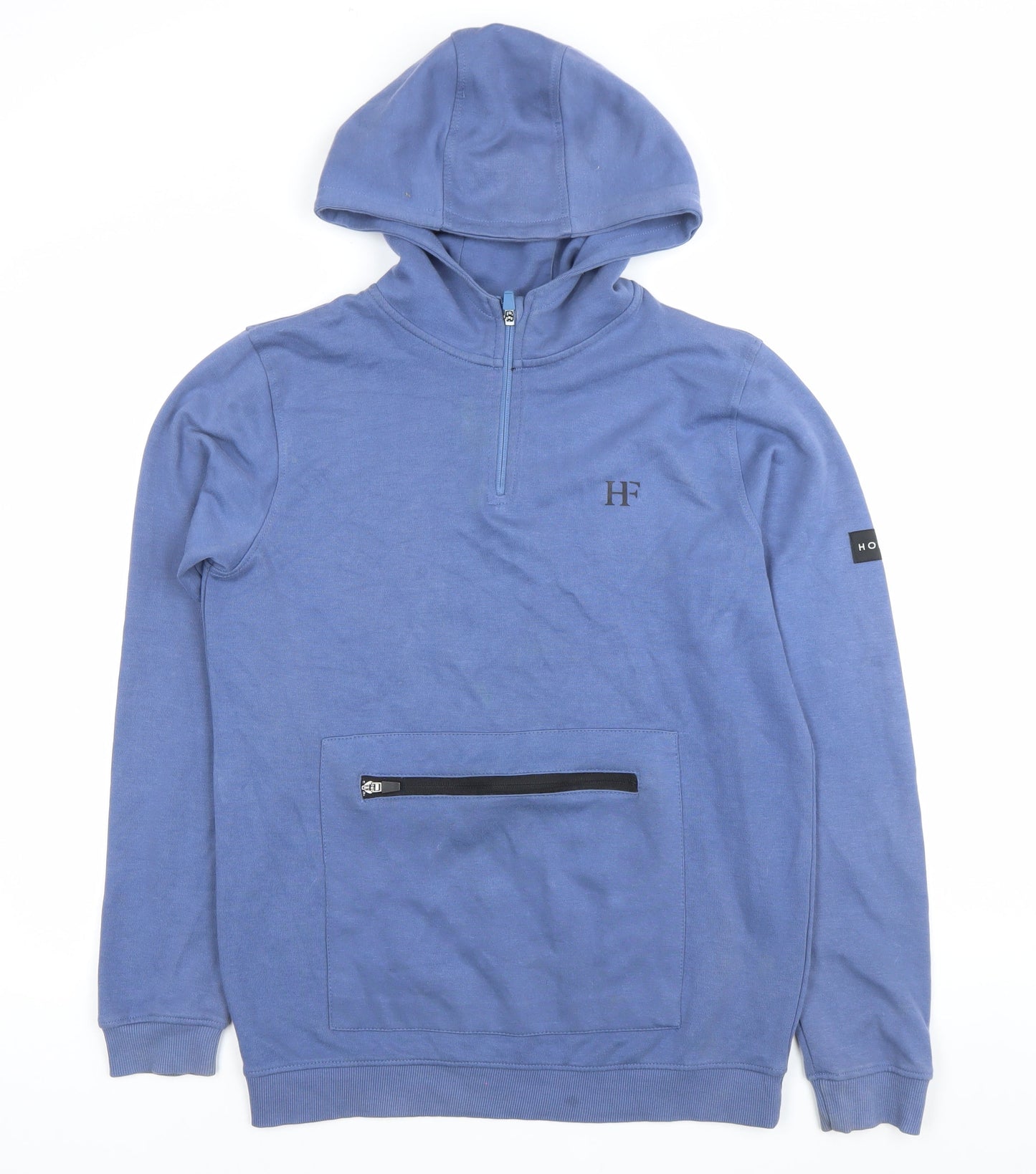 Holyfield Boys Blue Pullover Hoodie 14-16 Years L Half Zip Cotton Blend