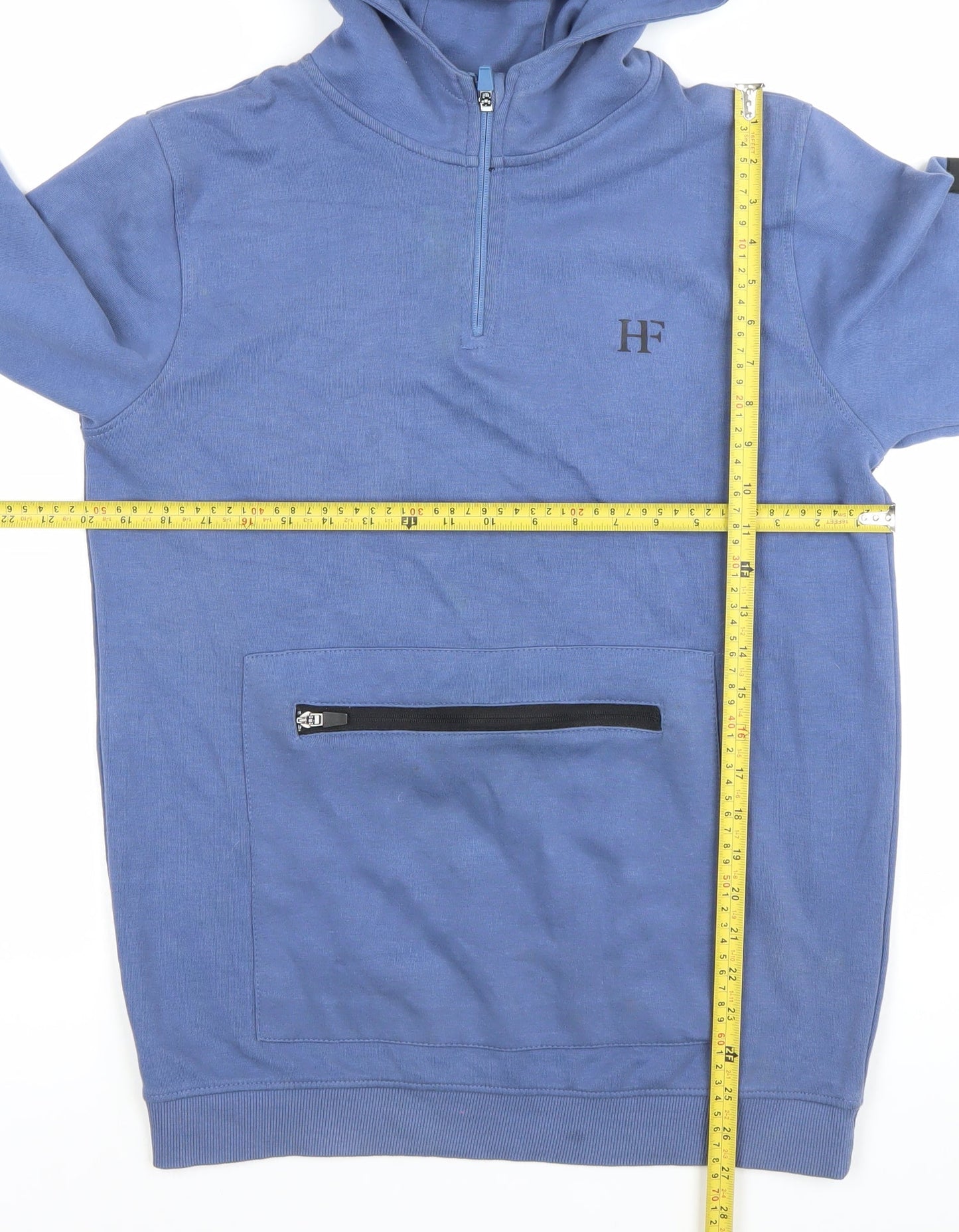 Holyfield Boys Blue Pullover Hoodie 14-16 Years L Half Zip Cotton Blend