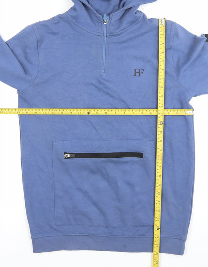 Holyfield Boys Blue Pullover Hoodie 14-16 Years L Half Zip Cotton Blend
