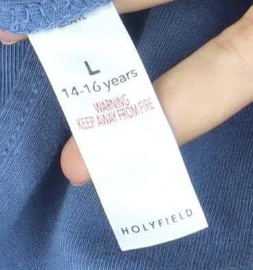 Holyfield Boys Blue Pullover Hoodie 14-16 Years L Half Zip Cotton Blend