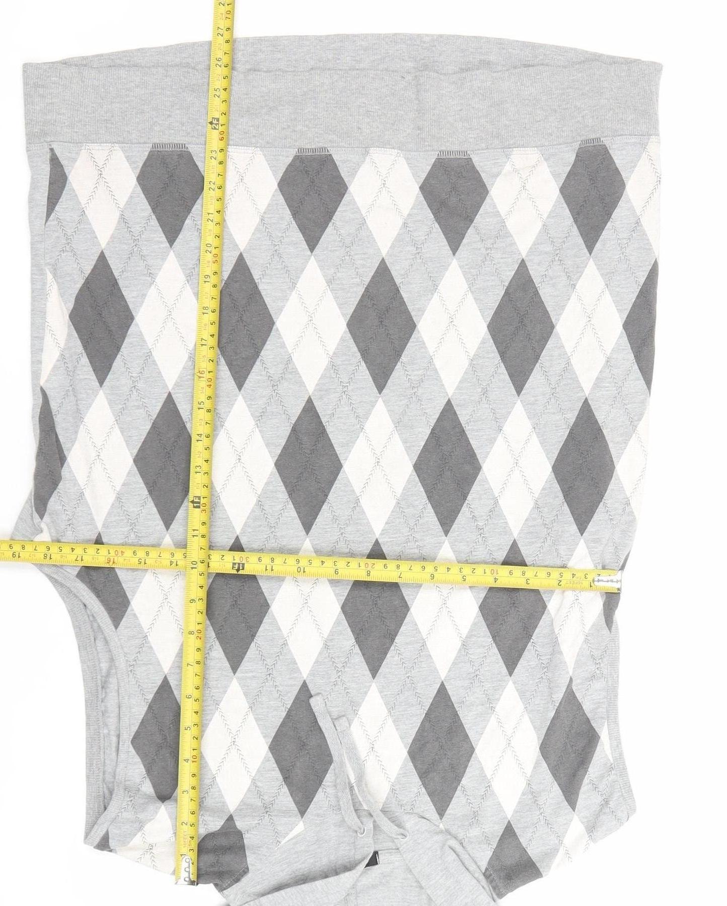 George Men's Grey Argyle Sleeveless Pullover Hoodie Size L