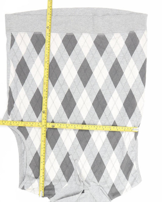 George Men's Grey Argyle Sleeveless Pullover Hoodie Size L