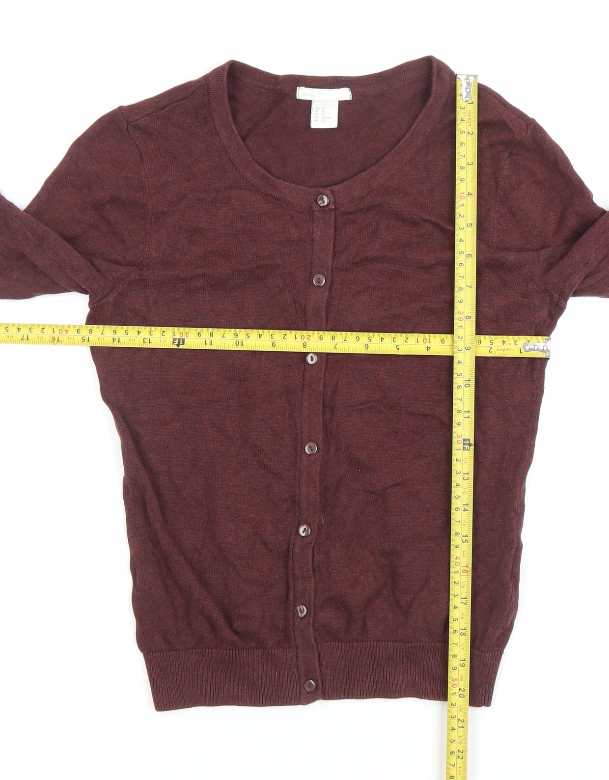 BASIC Womens Brown XS Button Up Cotton Long Sleeve Cardigan