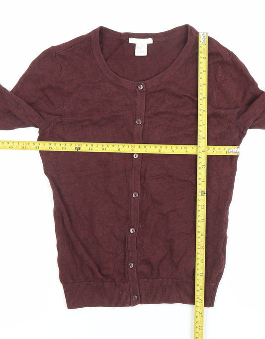 BASIC Womens Brown XS Button Up Cotton Long Sleeve Cardigan